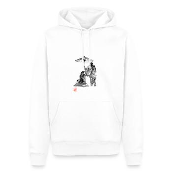 geisha and baby - Sweat à capuche Premium bio Homme - blanc - Devant - Nico (187cm)