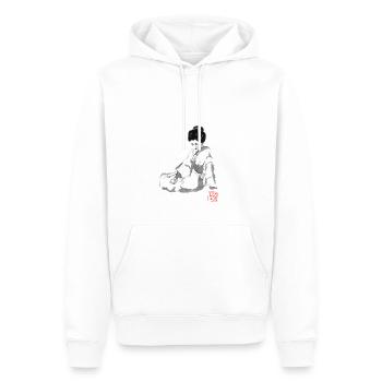 Geisha und Fan - Männer Premium Bio Hoodie - Weiß - Vorne - Nico (187cm)
