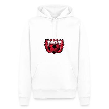 FOLLE DE FOOT ! - Sweat à capuche Premium bio Homme - blanc - Devant - Nico (187cm)