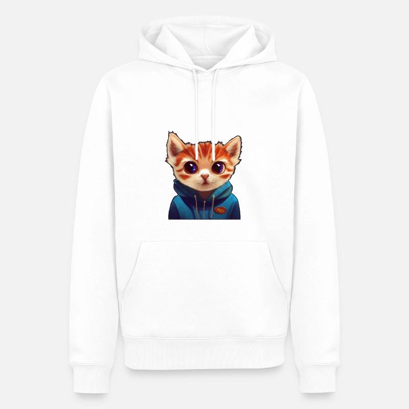 Kitten mit Pullover - Männer Premium Bio Hoodie - Weiß