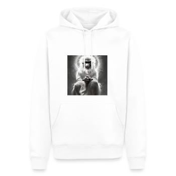Serie: Wise Monkey - Männer Premium Bio Hoodie - Weiß - Vorne - Nico (187cm)