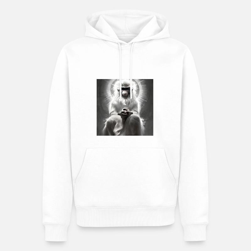 Serie: Wise Monkey - Männer Premium Bio Hoodie - Weiß