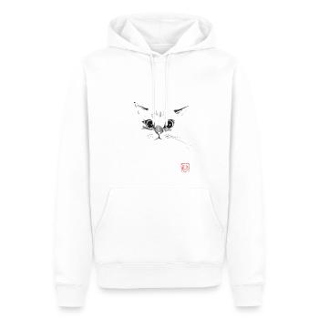 Katzengesicht - Männer Premium Bio Hoodie - Weiß - Vorne - Nico (187cm)