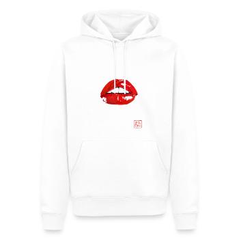 red mouth - Sweat à capuche Premium bio Homme - blanc - Devant - Nico (187cm)
