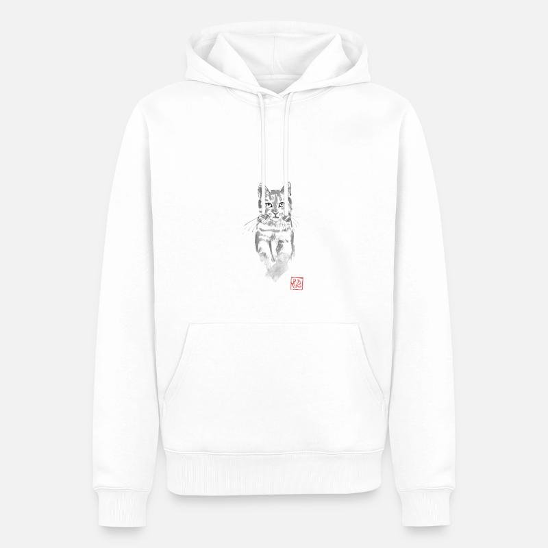cat in tree watch - Sweat à capuche Premium bio Homme - blanc