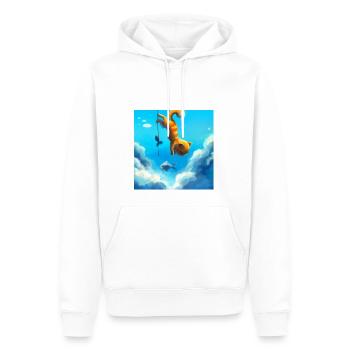 AI Shirt - Cat climbing the clouds - Männer Premium Bio Hoodie - Weiß - Vorne - Nico (187cm)
