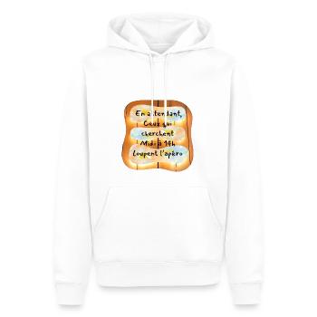 Apéro Important - Sweat à capuche Premium bio Homme - blanc - Devant - Nico (187cm)