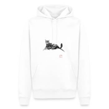 Katze auf der Straße - Männer Premium Bio Hoodie - Weiß - Vorne - Nico (187cm)
