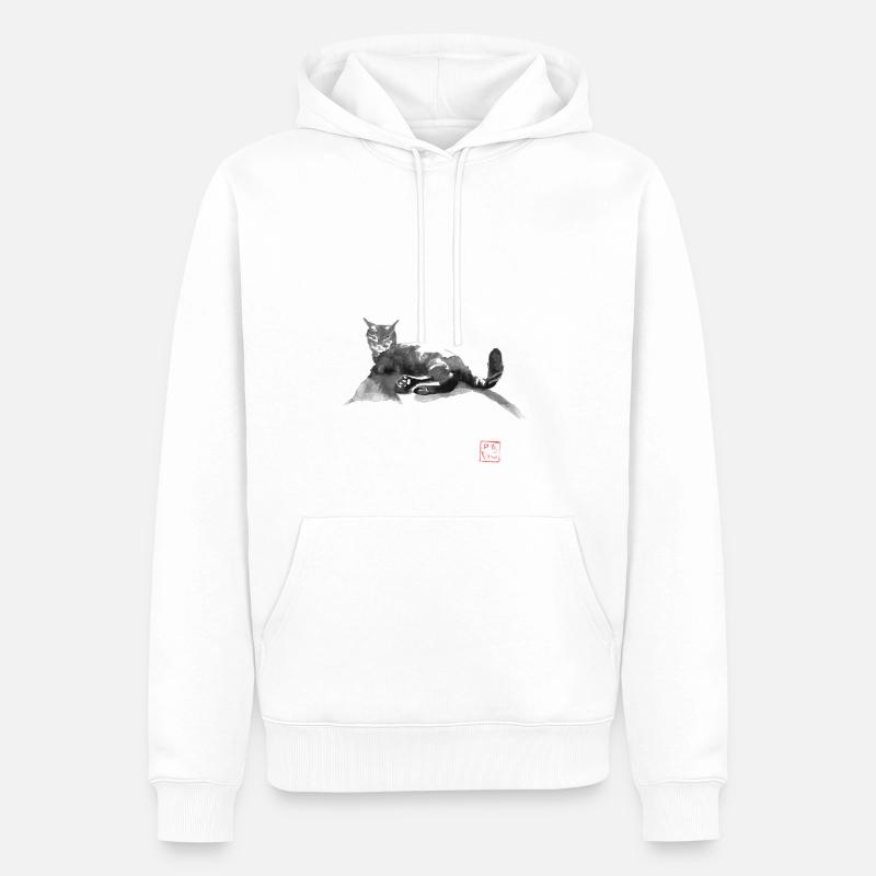 Katze auf der Straße - Männer Premium Bio Hoodie - Weiß