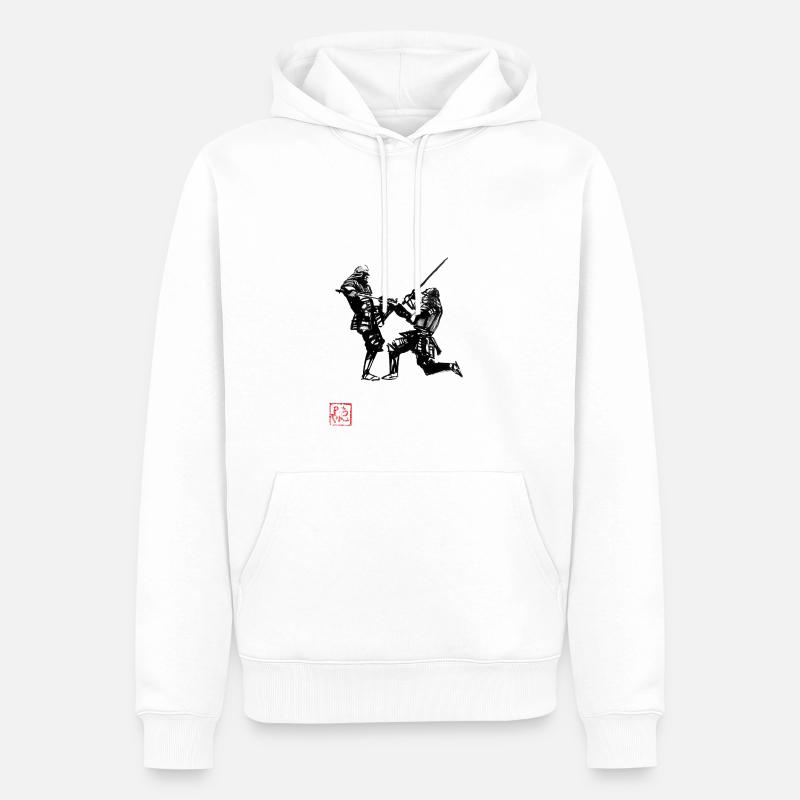 Samurai-Kampf - Männer Premium Bio Hoodie - Weiß
