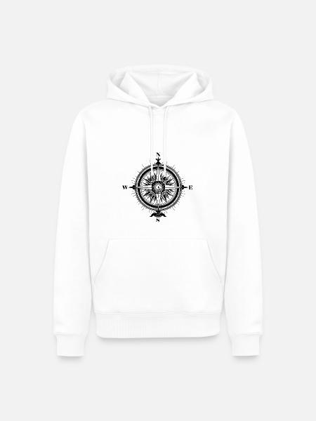 Kompass Nautik Segelboot Seefahrer - Männer Premium Bio Hoodie - Weiß