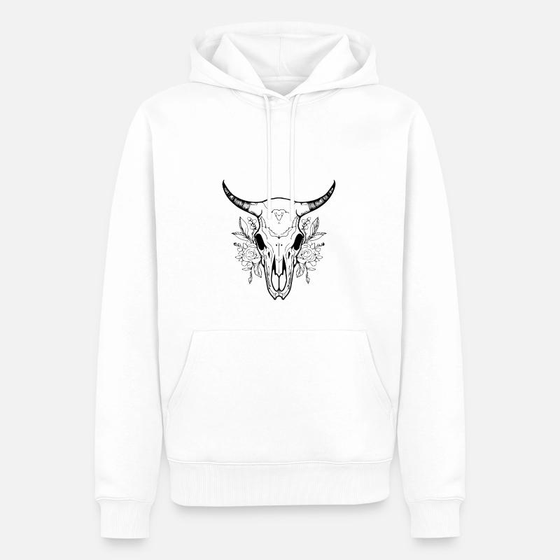 Crâne de vache Boho - Sweat à capuche Premium bio Homme - blanc