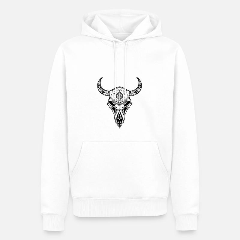 Kuh Schädel Boho - Männer Premium Bio Hoodie - Weiß