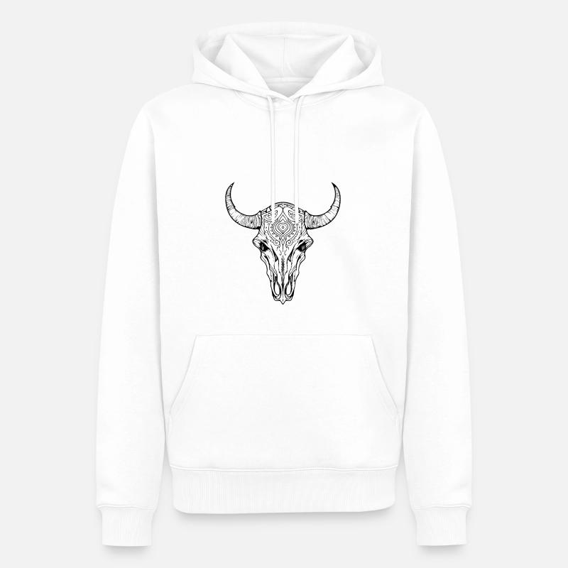 Crâne de vache Boho - Sweat à capuche Premium bio Homme - blanc