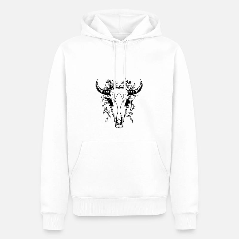 Kuh Schädel Boho - Männer Premium Bio Hoodie - Weiß