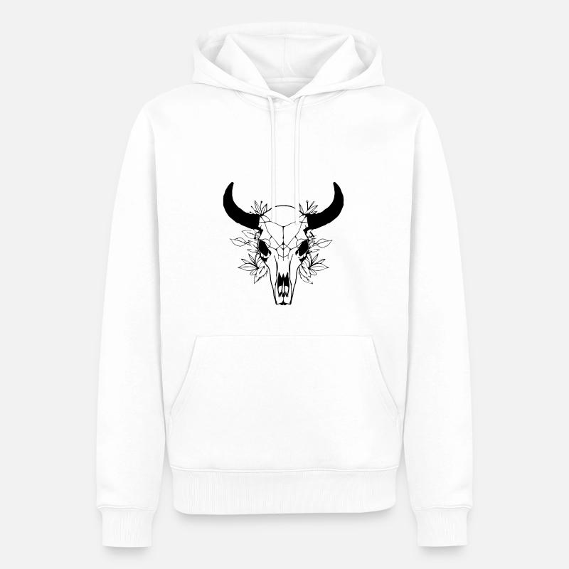 Kuh Schädel Boho - Männer Premium Bio Hoodie - Weiß