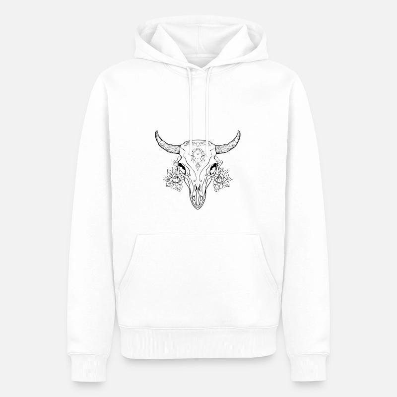 Crâne de vache Boho - Sweat à capuche Premium bio Homme - blanc