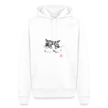 boudeur cat - Sweat à capuche Premium bio Homme - blanc - Devant - Nico (187cm)