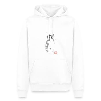 interrogative cat - Sweat à capuche Premium bio Homme - blanc - Devant - Nico (187cm)