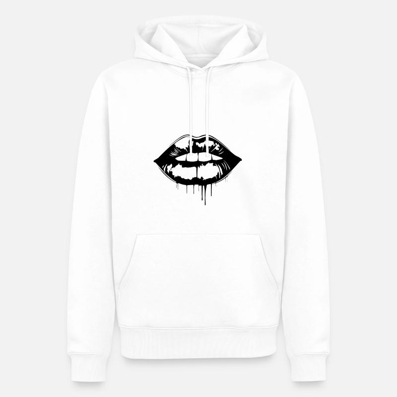 Lèvres, bouche, baisers lèvres - Sweat à capuche Premium bio Homme - blanc