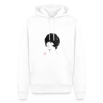 60's hair cut - Sweat à capuche Premium bio Homme - blanc - Devant - Nico (187cm)
