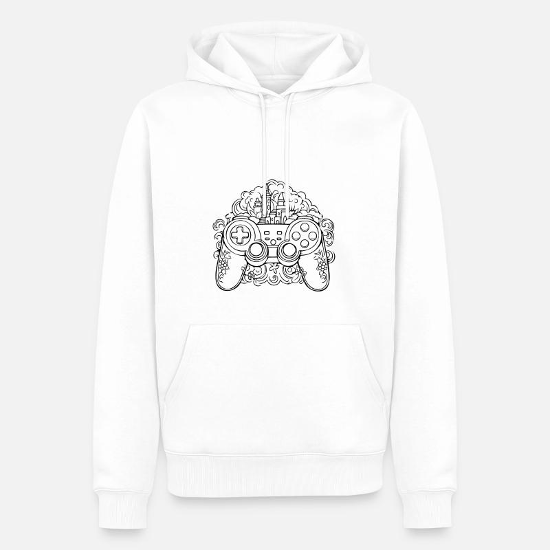 Controller Gaming Videospiele Gamepad - Männer Premium Bio Hoodie - Weiß