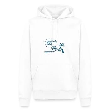 BEACH ! SUN OF A BEACH ! (plage, été, vacances) - Sweat à capuche Premium bio Homme - blanc - Devant - Nico (187cm)