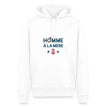HOMME À LA MÈRE (couple) ! - Sweat à capuche Premium bio Homme - blanc - Devant - Nico (187cm)