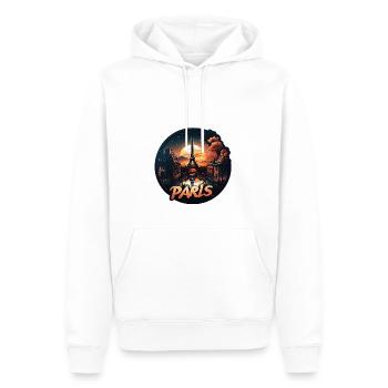 Paris et sa majestueuse Tour Eiffel - Sweat à capuche Premium bio Homme - blanc - Devant - Nico (187cm)