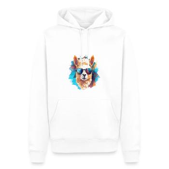 Alpaga avec casque Type Polygone - Sweat à capuche Premium bio Homme - blanc - Devant - Nico (187cm)