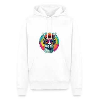 Crazy Alpaga Rainbow Art - Sweat à capuche Premium bio Homme - blanc - Devant - Nico (187cm)