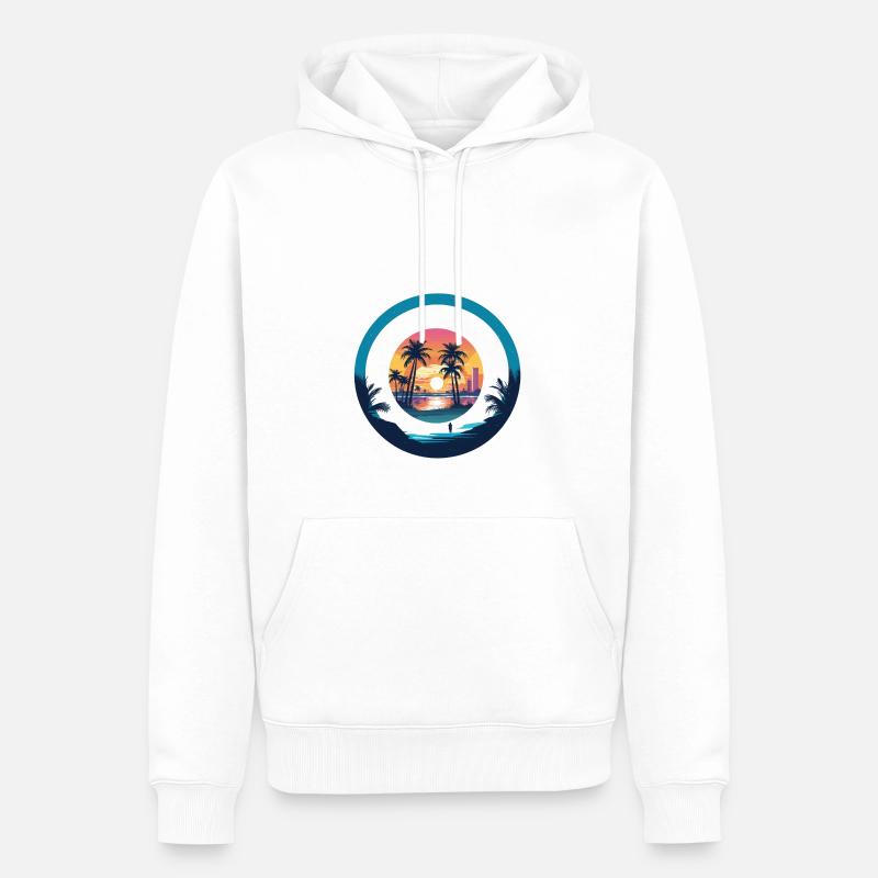 Coucher de soleil à Miami - Sweat à capuche Premium bio Homme - blanc