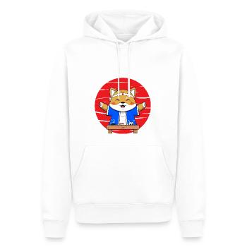 Shiba Inu Chien Sushi Japon Akita I Cadeau - Sweat à capuche Premium bio Homme - blanc - Devant - Nico (187cm)