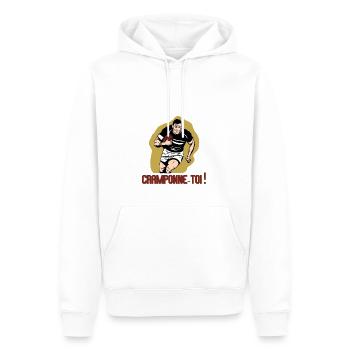CRAMPONNE-TOI ! (Rugby) - Sweat à capuche Premium bio Homme - blanc - Devant - Nico (187cm)