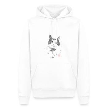 chat - Sweat à capuche Premium bio Homme - blanc - Devant - Nico (187cm)