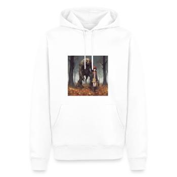 EMO Girl in Forest with Monster, Autumnal - Men’s Premium Organic Hoodie - white - Front - Nico (187cm)