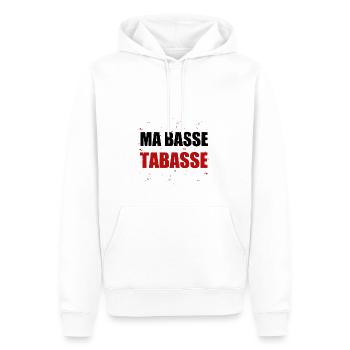 MA BASSE TABASSE ! (bassiste, musique) - Sweat à capuche Premium bio Homme - blanc - Devant - Nico (187cm)