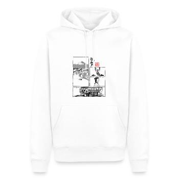 manga omedeto - Sweat à capuche Premium bio Homme - blanc - Devant - Nico (187cm)