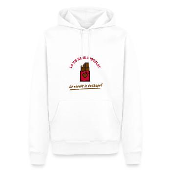 La vie sans CHOCOLAT, ce serait le CACHAOS ! - Sweat à capuche Premium bio Homme - blanc - Devant - Nico (187cm)