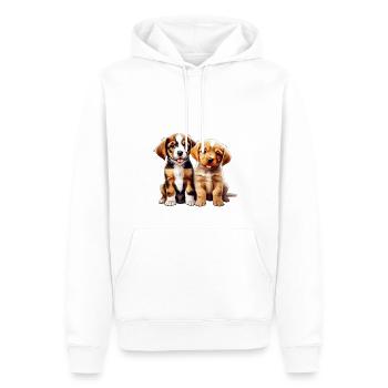 Chiots de chien I Deux chiots mignons chiots chemise - Sweat à capuche Premium bio Homme - blanc - Devant - Nico (187cm)
