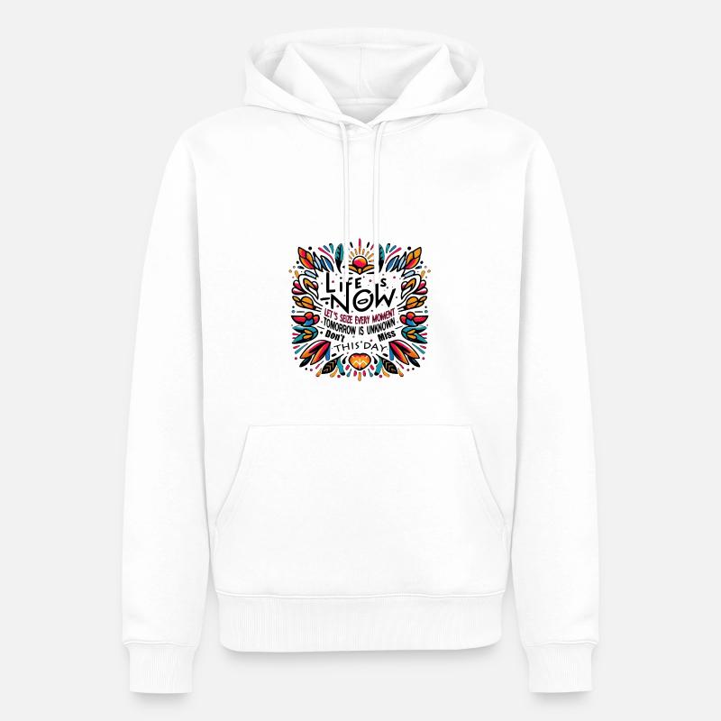 La vie c'est aujourd'hui - Sweat à capuche Premium bio Homme - blanc