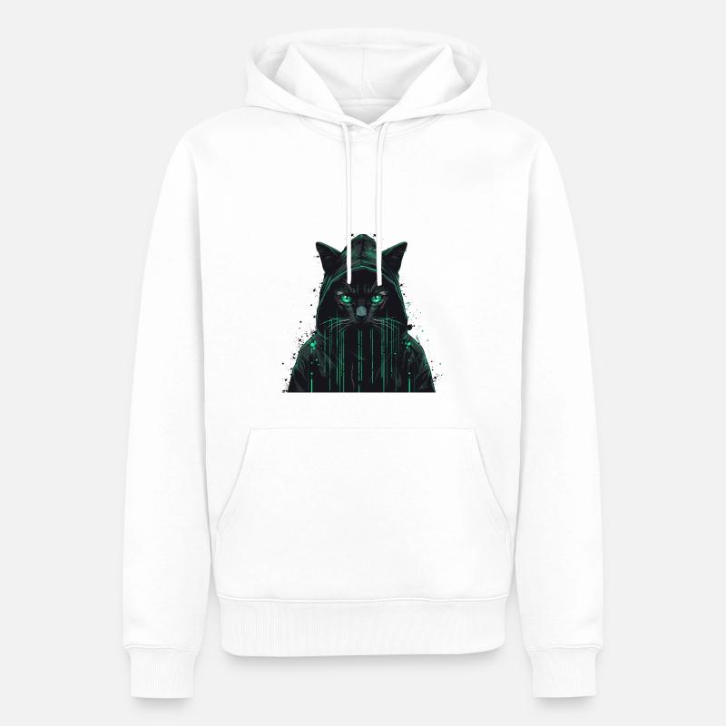 Hacker Computer Katze - Männer Premium Bio Hoodie - Weiß