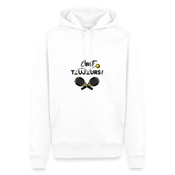 COURT TOUJOURS ! (tennis) - Sweat à capuche Premium bio Homme - blanc - Devant - Nico (187cm)