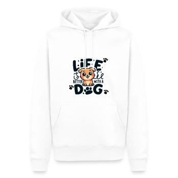 Das Leben ist besser mit einem Hund - Männer Premium Bio Hoodie - Weiß - Vorne - Nico (187cm)