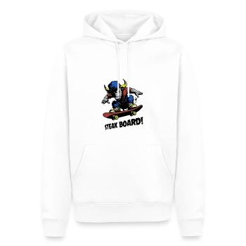 STEAK BOARD ! (skate) - Sweat à capuche Premium bio Homme - blanc - Devant - Nico (187cm)
