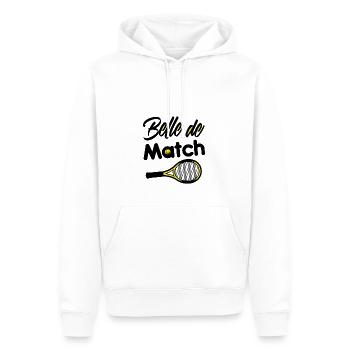 BELLE DE MATCH ! (tennis) - Sweat à capuche Premium bio Homme - blanc - Devant - Nico (187cm)