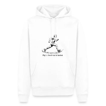 COURIR SUR LE HARICOT (running, jogging, footing) - Sweat à capuche Premium bio Homme - blanc - Devant - Nico (187cm)