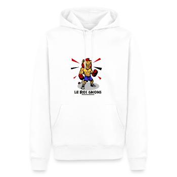 LE ROI GNONS ! (boxe) - Sweat à capuche Premium bio Homme - blanc - Devant - Nico (187cm)