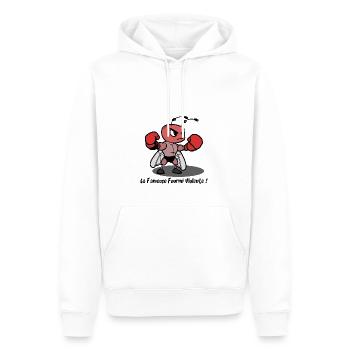 LA FAMEUSE FOURMI VIOLENTE ! (boxe) - Sweat à capuche Premium bio Homme - blanc - Devant - Nico (187cm)