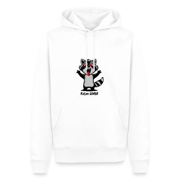 RATON LOVER ! (amour, love, humour) - Sweat à capuche Premium bio Homme - blanc - Devant - Nico (187cm)